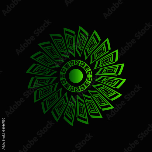 abstract green circular saw blade symbol illustration