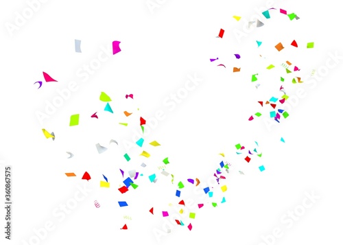 Multi-colored confetti flying in a circle