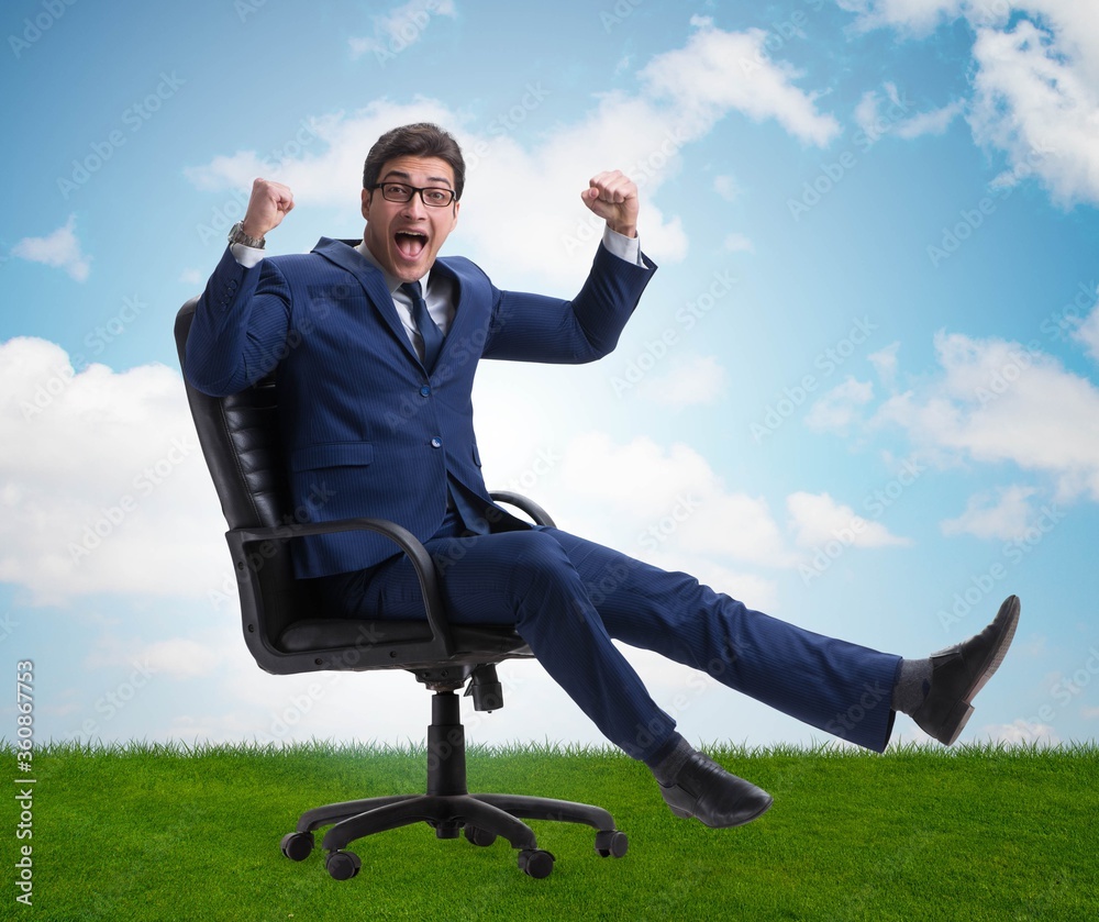 Businessman enjoying his time during vacation Businessman enjoying his time during vacation
