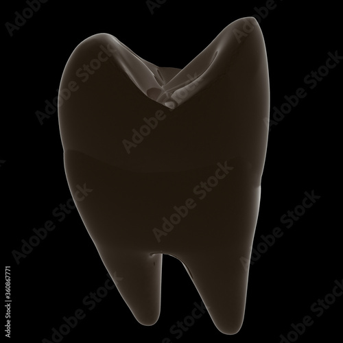 Tooth. 3d illustration. On a black background.