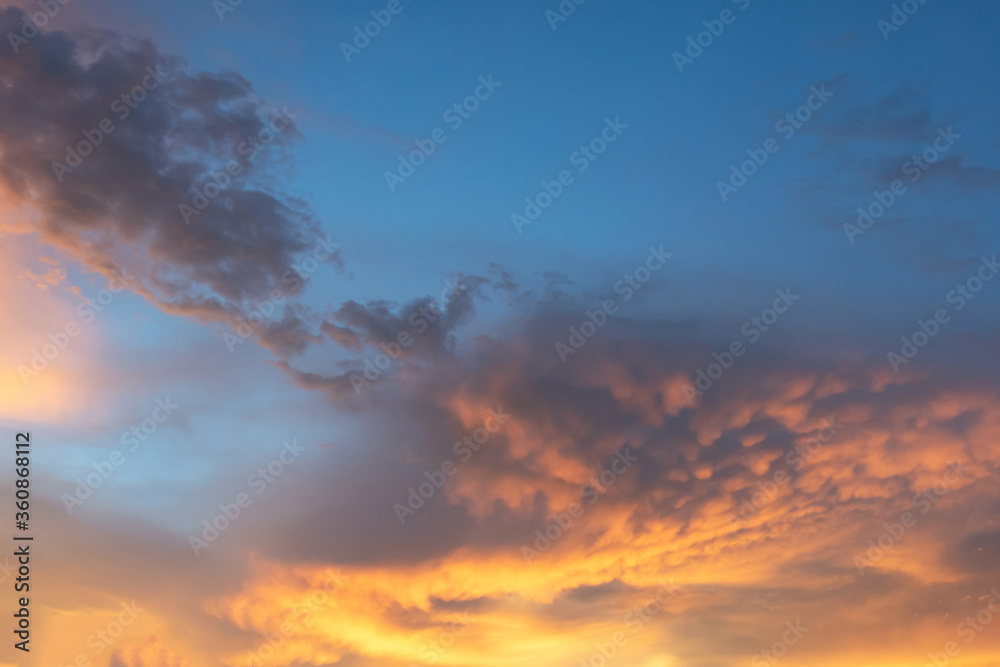 Colourful nature sky during sunset in summer season