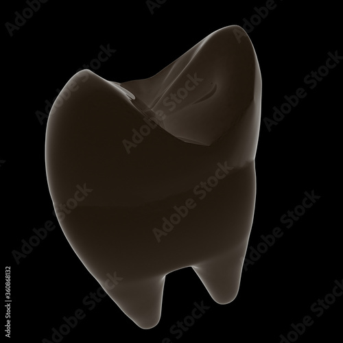 Tooth. 3d illustration. On a black background.