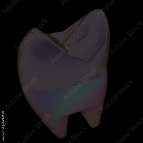 Tooth. 3d illustration. On a black background.
