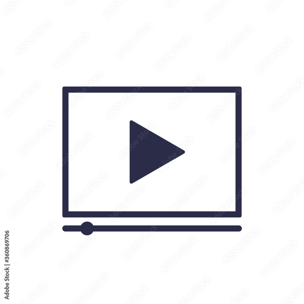 line Online play video icon isolated on white background. Computer monitor and film strip with play sign. Vector Illustration line Online play video icon isolated on white background. Computer monitor and film strip with play sign. Vector Illustration
