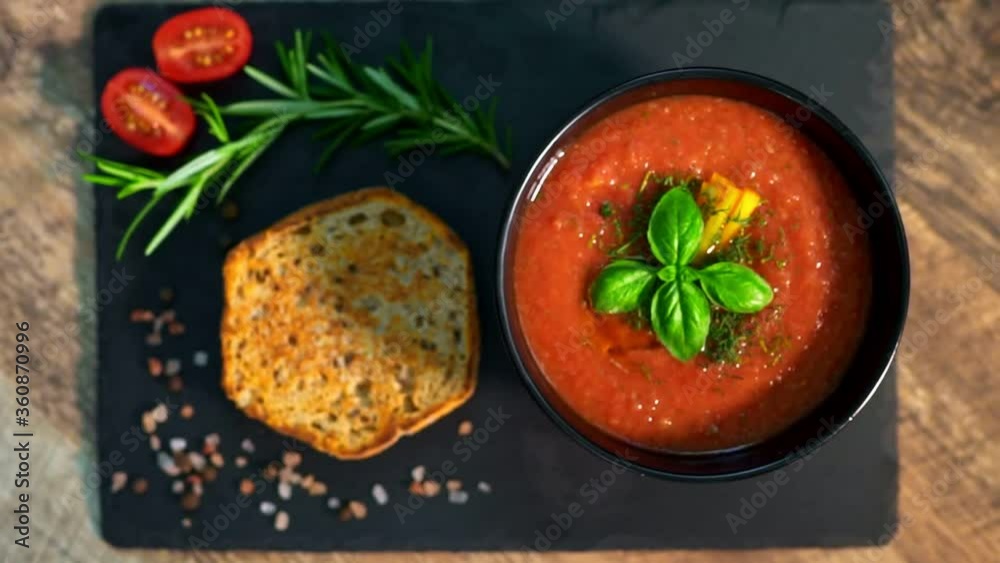 Traditional cold spanish tomato gazpacho soup. Traditional cold spanish tomato gazpacho soup.