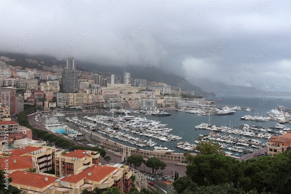 Le port de Monaco vu de haut, ville de Monaco, Principauté de Monaco