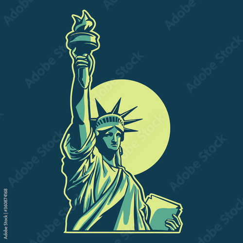 liberty statue vector illustration isolated on dark background
