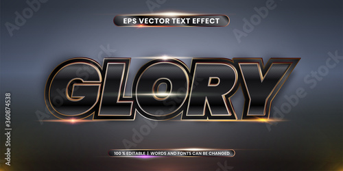 Editable text effect styles mock up concept - Glory words with Gradient Black and gold color