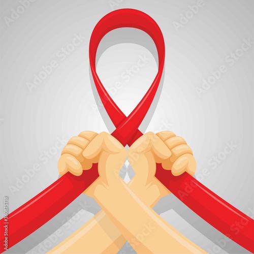 Hand aids day . World sexual health day background, cartoon style flat Vector illustration