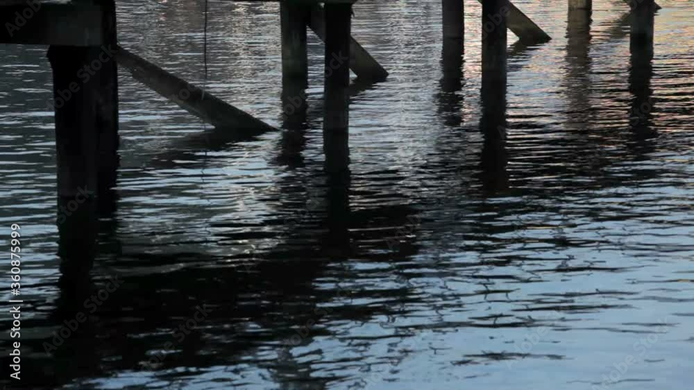 Reflection of a dock in the water