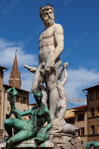 Fountain of Neptune by Bartolomeo Ammannati, in the Piazza della Signoria, Florence, Italy