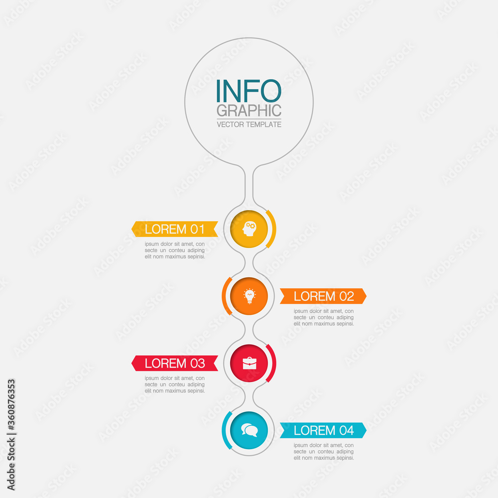 Fototapeta premium Vector infographic template with 4 steps or options. Data presentation, business concept design for web, brochure, diagram.