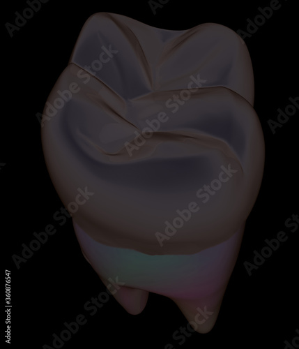 Tooth. 3d illustration. On a black background.