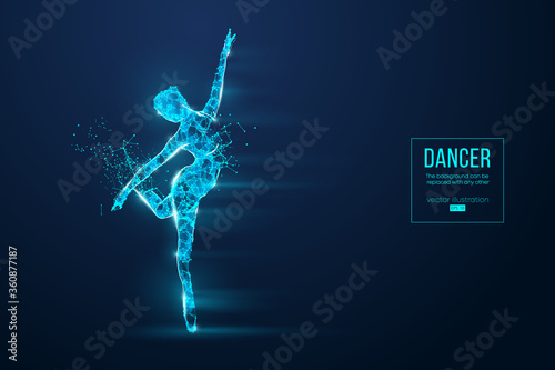 Abstract silhouette of a wireframe dancing woman. Dancer, girl, ballerina on the blue background. Convenient organization of eps file. Vector illustration. Thanks for watching