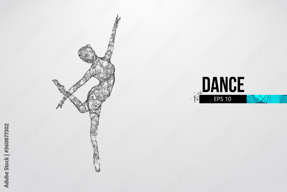 Abstract silhouette of a wireframe dancing woman. Dancer, girl, ballerina on the white background. Convenient organization of eps file. Vector illustration. Thanks for watching