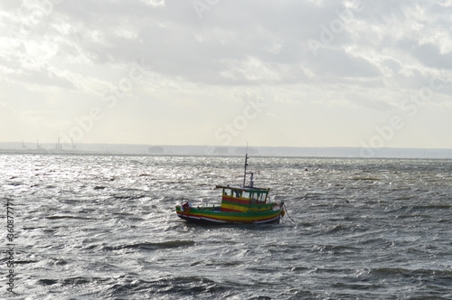 Colourful boat in the sea