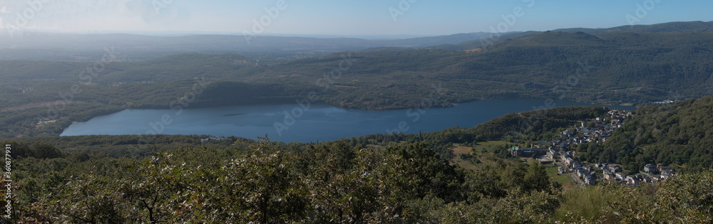 View of San Martin de Castaneda at Lago de Sanabria near Galende,Zamora,Castile and León,Spain,Europe
