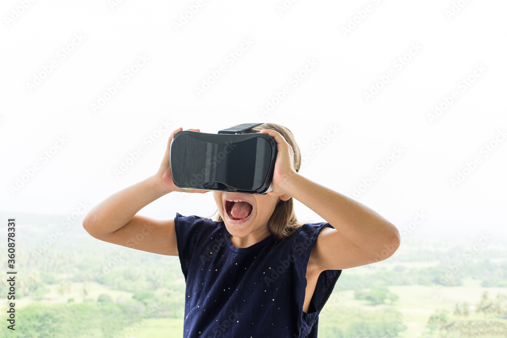 Girl with virtual reality glasses Girl with virtual reality glasses