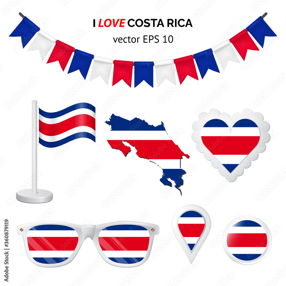 Fototapeta premium Costa Rica symbol set