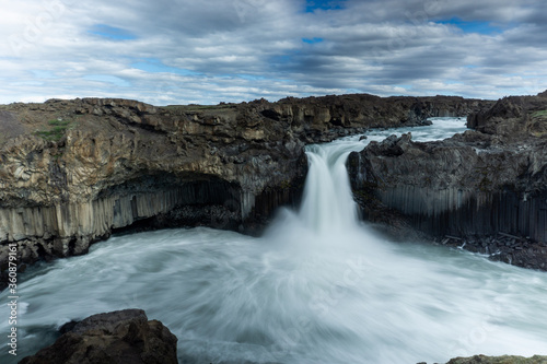 The incredibly beautiful Aldeyjarfoss waterfall in North Iceland. 