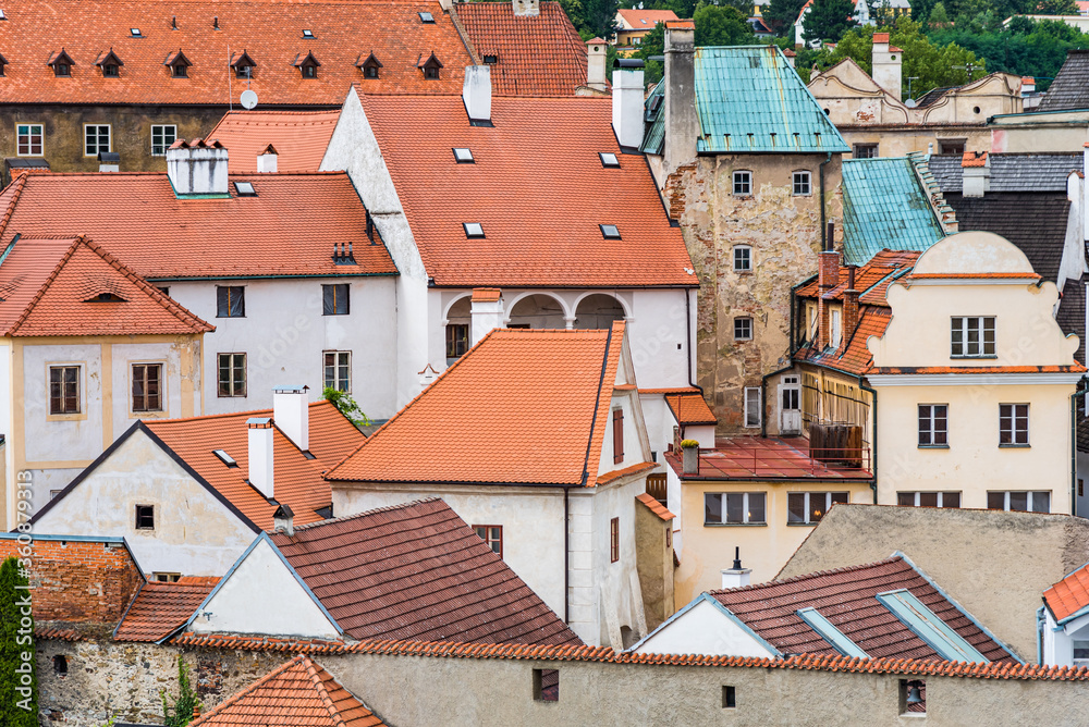 Red rooftops of old buildings in Czech Republic Red rooftops of old buildings in Czech Republic