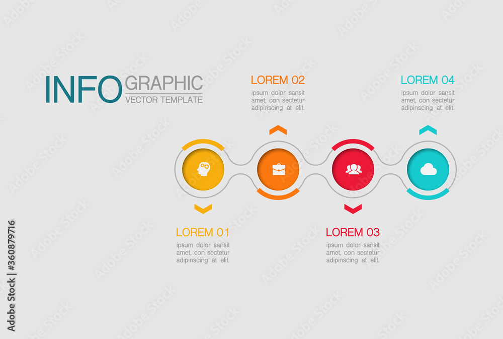 Fototapeta premium Vector infographic template with 4 steps or options. Data presentation, business concept design for web, brochure, diagram.