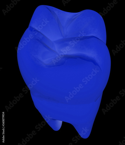 Colorful tooth. 3d illustration. On a black background.