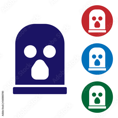 Blue Balaclava icon isolated on white background. A piece of clothing for winter sports or a mask for a criminal or a thief. Set icons in color square buttons. Vector.