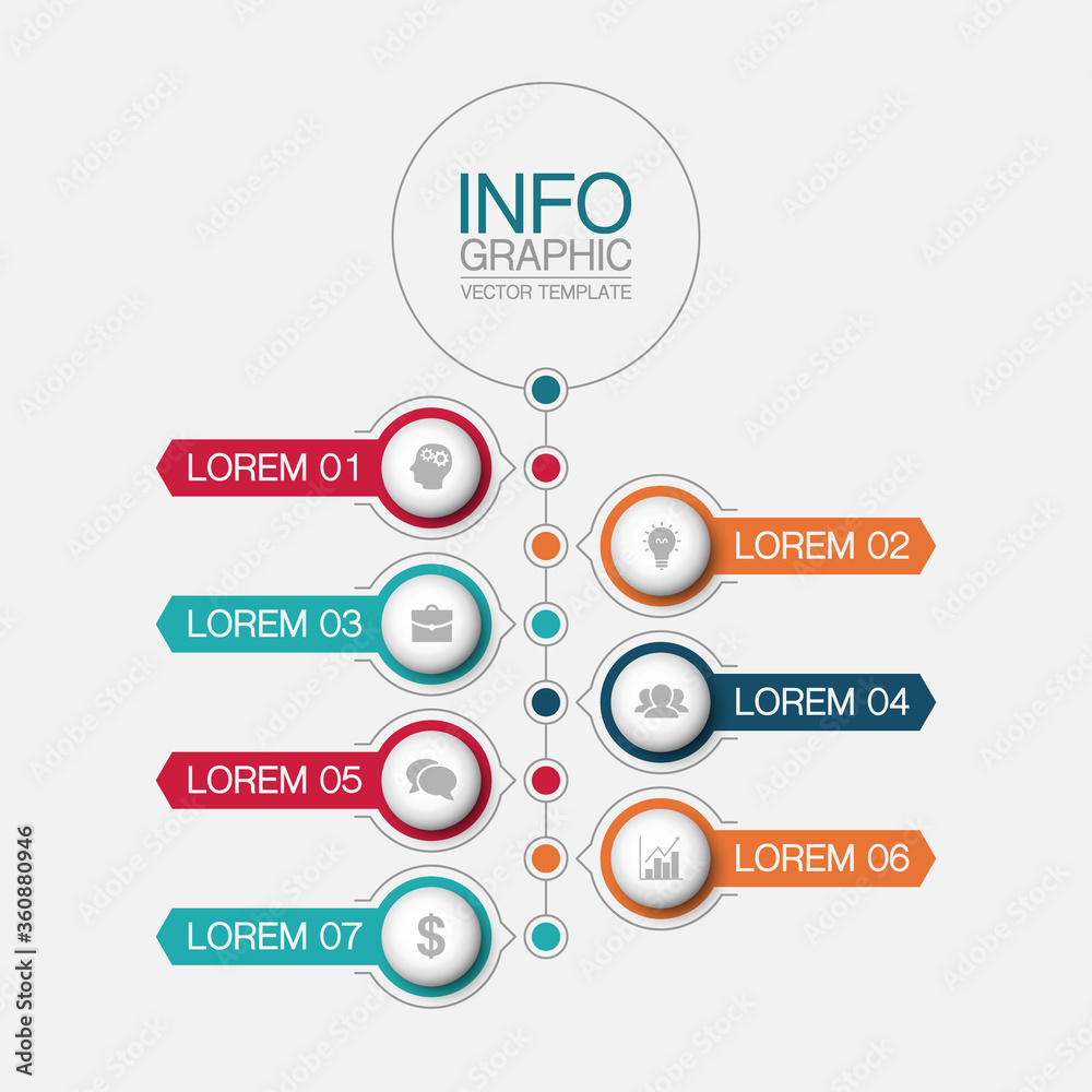 Vector infographic template with 7 steps or options. Data presentation, business concept design for web, brochure, diagram. Vector infographic template with 7 steps or options. Data presentation, business concept design for web, brochure, diagram.