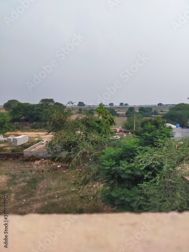 View of village in amazing weather