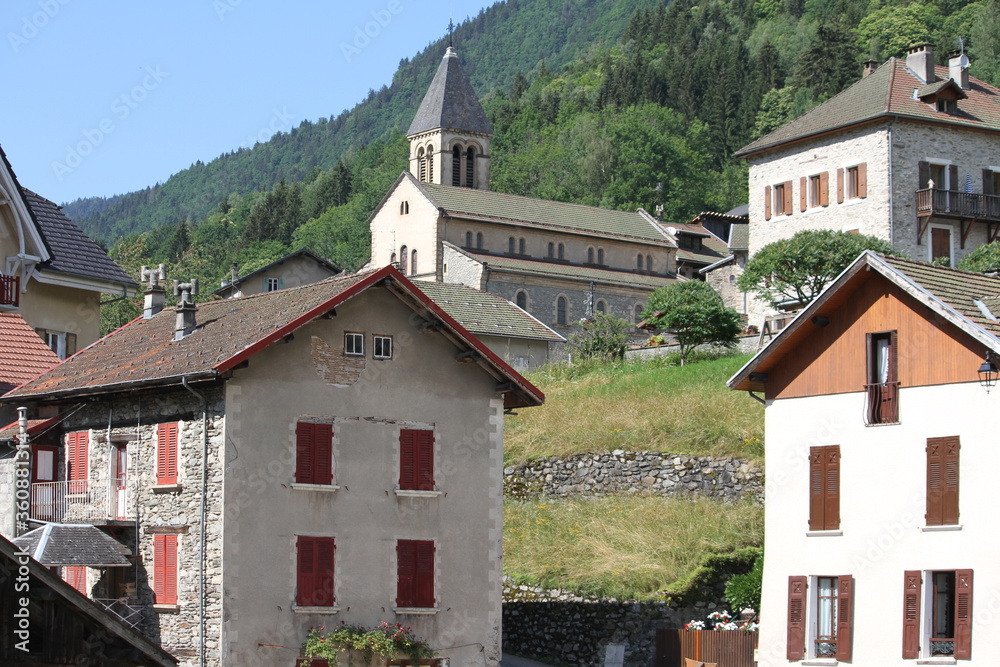 Small French village located in the Alps mountain