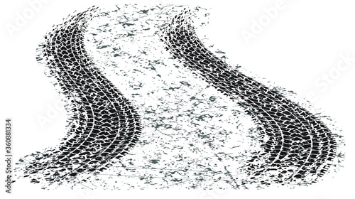 Two warped black grunge tire tracks for your design.