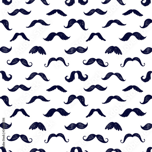 Vector seamless pattern with mustache silhouettes. Ideal for cards  invitations  baby shower  party  kindergarten  children room decoration.