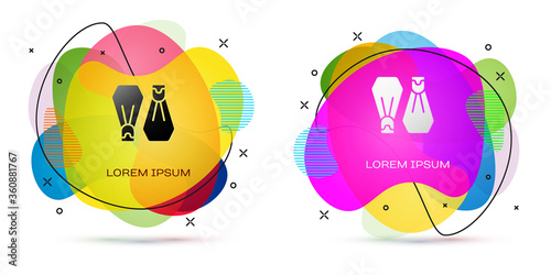 Color Rubber flippers for swimming icon isolated on white background. Diving equipment. Extreme sport. Sport equipment. Abstract banner with liquid shapes. Vector.