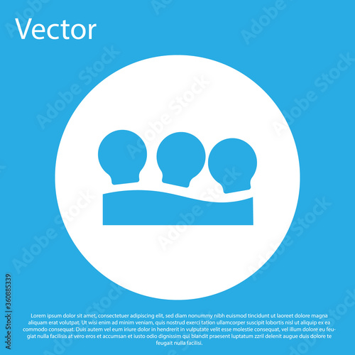 Blue Vacuum cans icon isolated on blue background. Massage jars for face and body. Medical anticellulite cups. White circle button. Vector.