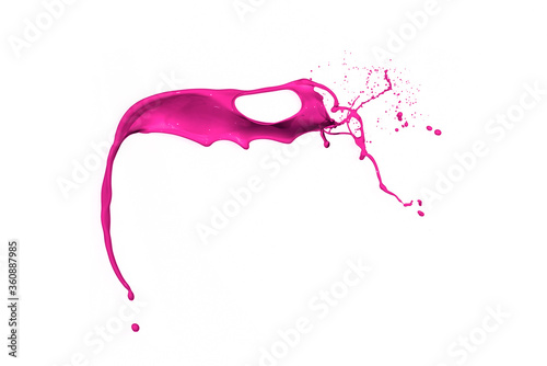 pink color paint splash isolated on white background