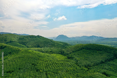 Aerial View of beautiful green mountains of southern Thailand