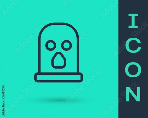 Black line Balaclava icon isolated on green background. A piece of clothing for winter sports or a mask for a criminal or a thief. Vector.