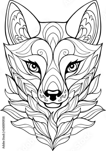 Fox head vector drawing line art