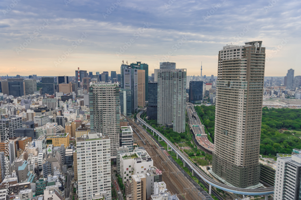 Fototapeta premium 東京都港区浜松町から見た東京の都市風景