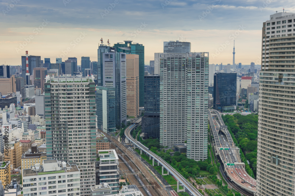 東京都港区浜松町から見た東京の都市風景