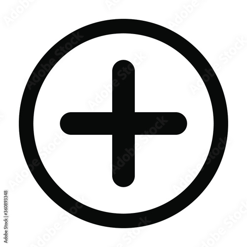 More icon. Plus or positive sign. Vector