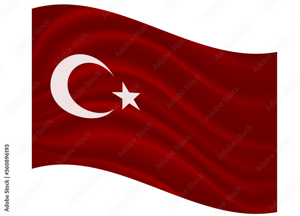Obraz premium Turkey flag with white crescent and star on red color background.
