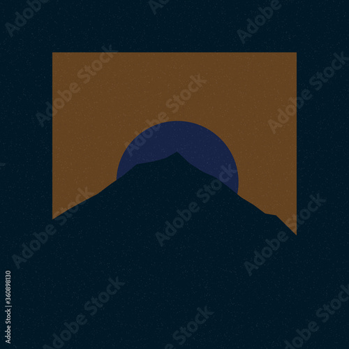 Brown color Mountains rocks silhouette art logo design illustration