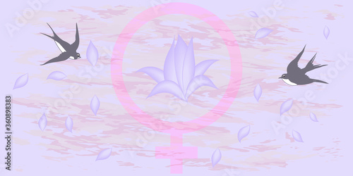 Gender sign, swallows - abstract background - vector. Banner. Women's Equality Day