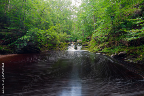 The Hoëgne river (English Hoëgne river) in the Belgium Ardennes is a small river full of cascades and rapids in a amazing green scenery with a great offer for outdoor spots in the Liege Province photo