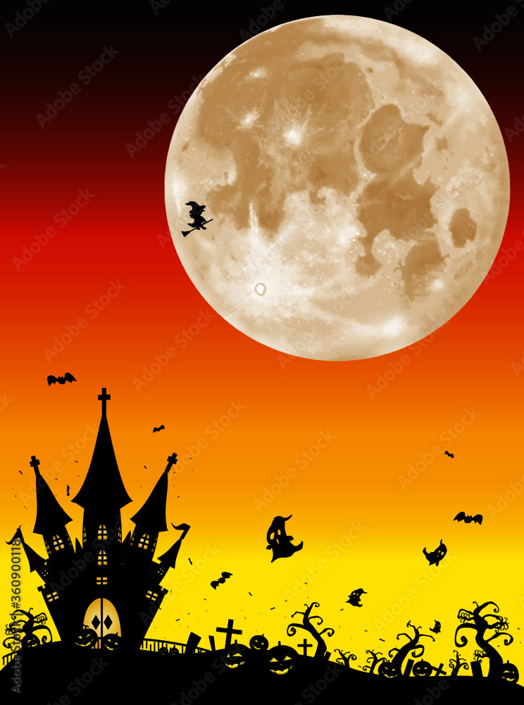 ハロウィン　満月の夜　オレンジVER