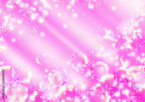 Soap Bubbles on pink background