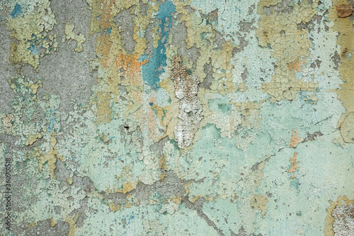 cement wall with colorful dirty cracked texture © ChenPG