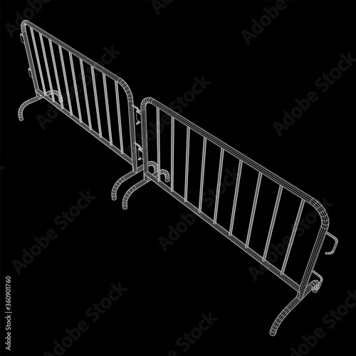 Police riot fence. Wireframe low poly mesh vector illustration.